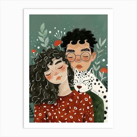 Couple With A Cat Art Print