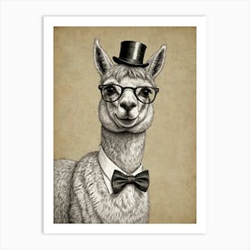 Llama In A Bow Tie Art Print