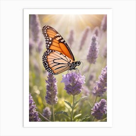 Monarch Butterfly On Lavender 7 Art Print