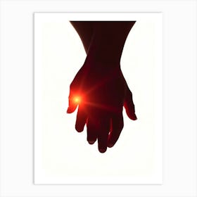 Silhouette Of Hands Holding Hands Art Print