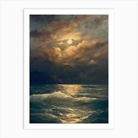 Moonlight Over The Ocean 1 Art Print
