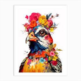 Bird With A Flower Crown Partridge 4 Art Print