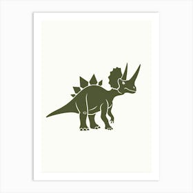 Khaki Green Dinosaur Silhouette Art Print