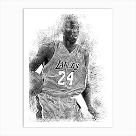 Kobe Bryant Los Angeles Lakers Sketch Art Print