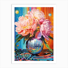 Disco Ball And Peonies Still Life 6 Art Print