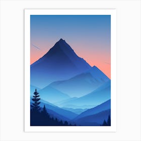 Misty Mountains Vertical Composition In Blue Tone 46 Art Print