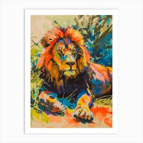 Masai Lion Resting In The Sun Fauvist Painting 3 Art Print
