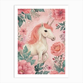 Unicorn With Flowers 6 Art Print