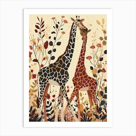 Modern Illustration Of Two Giraffes 3 Art Print