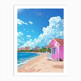 Pink Beach House 1 Art Print