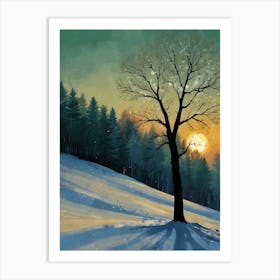 Lone Tree In The Snow Art Print