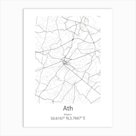 Ath,Belgium Minimalist Map Art Print