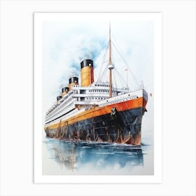 Titanic Ship Sketch Illustration 1 Art Print