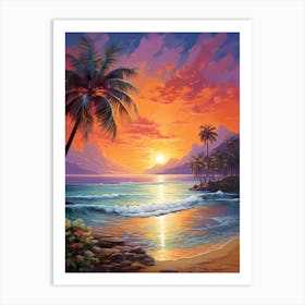 Sunset At The Beach 3 Art Print