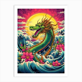 Dragon Retro Pop Art Style 2 Art Print