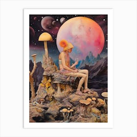 Mushroom Moon Collage Art Print