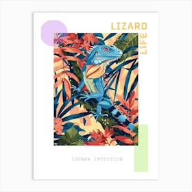 Blue Iguana Modern Illustration 12 Poster Art Print
