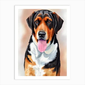 Black And Tan Coonhound 2 Watercolour Dog Art Print