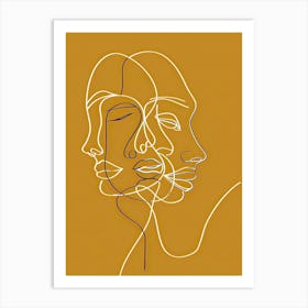 Simplicity Lines Woman Abstract In Yellow 2 Art Print