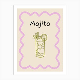 Mojito Doodle Poster Lilac & Green Art Print