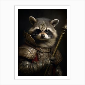 Vintage Portrait Of A Crab Eating Raccoon Dressed As A Knight 3 Art Print