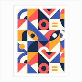 Abstract Geometric Pattern - Bauhaus geometric retro poster, 60s poster Art Print