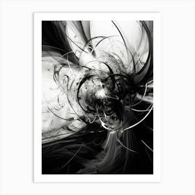 Quantum Entanglement Abstract Black And White 1 Art Print
