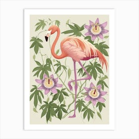 Chilean Flamingo Passionflowers Minimalist Illustration 1 Art Print