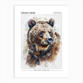 Grizzly Bear Pastel Watercolour 1 Poster Poster