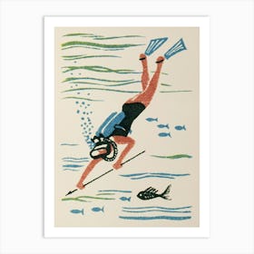 Scuba Diver Print Art Print