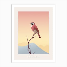Minimalist American Goldfinch 2 Bird Poster Art Print