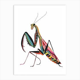 Colourful Insect Illustration Praying Mantis 3 Art Print