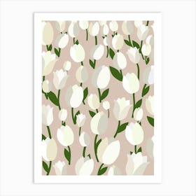 Tulip Field | 02 - Beige And White Art Print