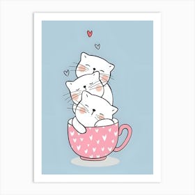 Cute Kittens In A Cup Art Print