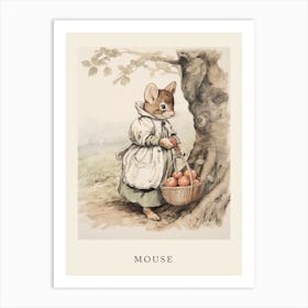 Beatrix Potter Inspired  Animal Watercolour Mouse 1 Art Print