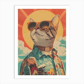 Vintage Retro Poster Cool Cat 21 Art Print