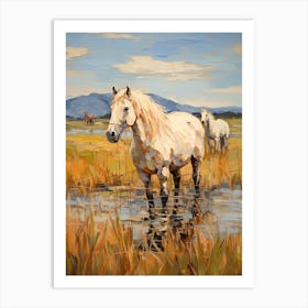 Horses Painting In Lake District, New Zealand 3 Art Print