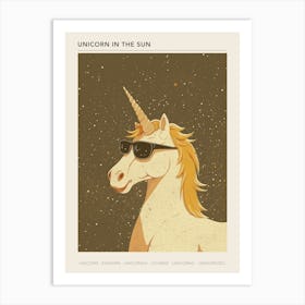 Unicorn With Sunglasses On Muted Pastel 3 Poster Art Print