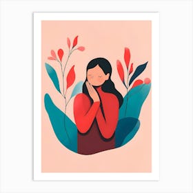 Illustration Of A Woman Praying Art Print