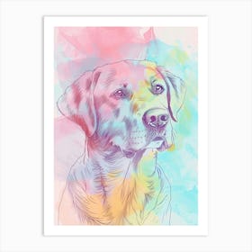 Chesapeake Bay Retriever Dog Pastel Line Watercolour Illustration 2 Art Print