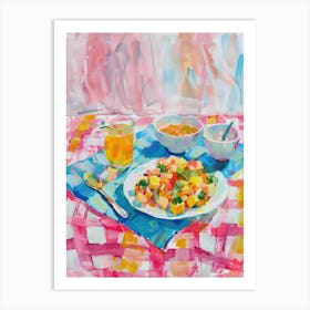 Pink Breakfast Food Scrambled Tofu 1 Art Print