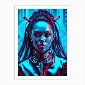 Glossy Cyborg Girl Art Print