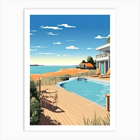 The Hamptons New York, Usa, Flat Illustration 3 Art Print