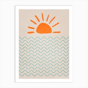 Boho Sun And Wave Art Print