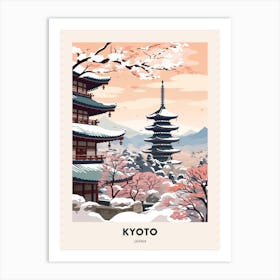 Vintage Winter Travel Poster Kyoto Japan 1 Art Print