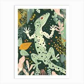 Forest Green Moorish Gecko Abstract Modern Illustration 4 Art Print