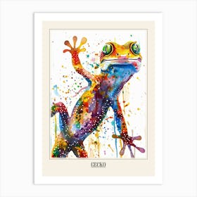 Gecko Colourful Watercolour 1 Poster Art Print