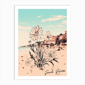 French Riviera Postcard Flowers Collage 1 Art Print