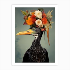 Bird With A Flower Crown Cormorant 4 Art Print