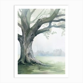 Yew Tree Atmospheric Watercolour Painting 2 Art Print